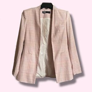 Zara Plaid Pink Blazer